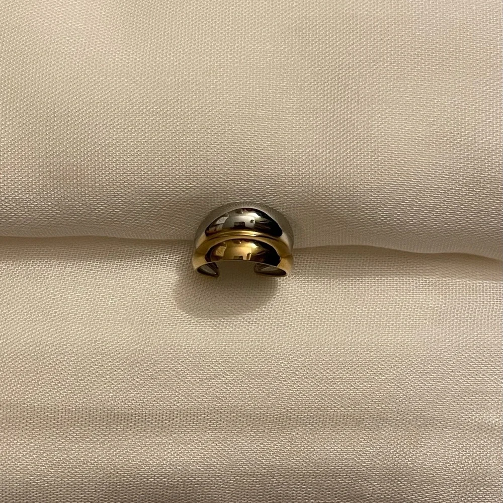 18K Gold-Plated Delicate Two-Tone Gold & Silver Open Ring